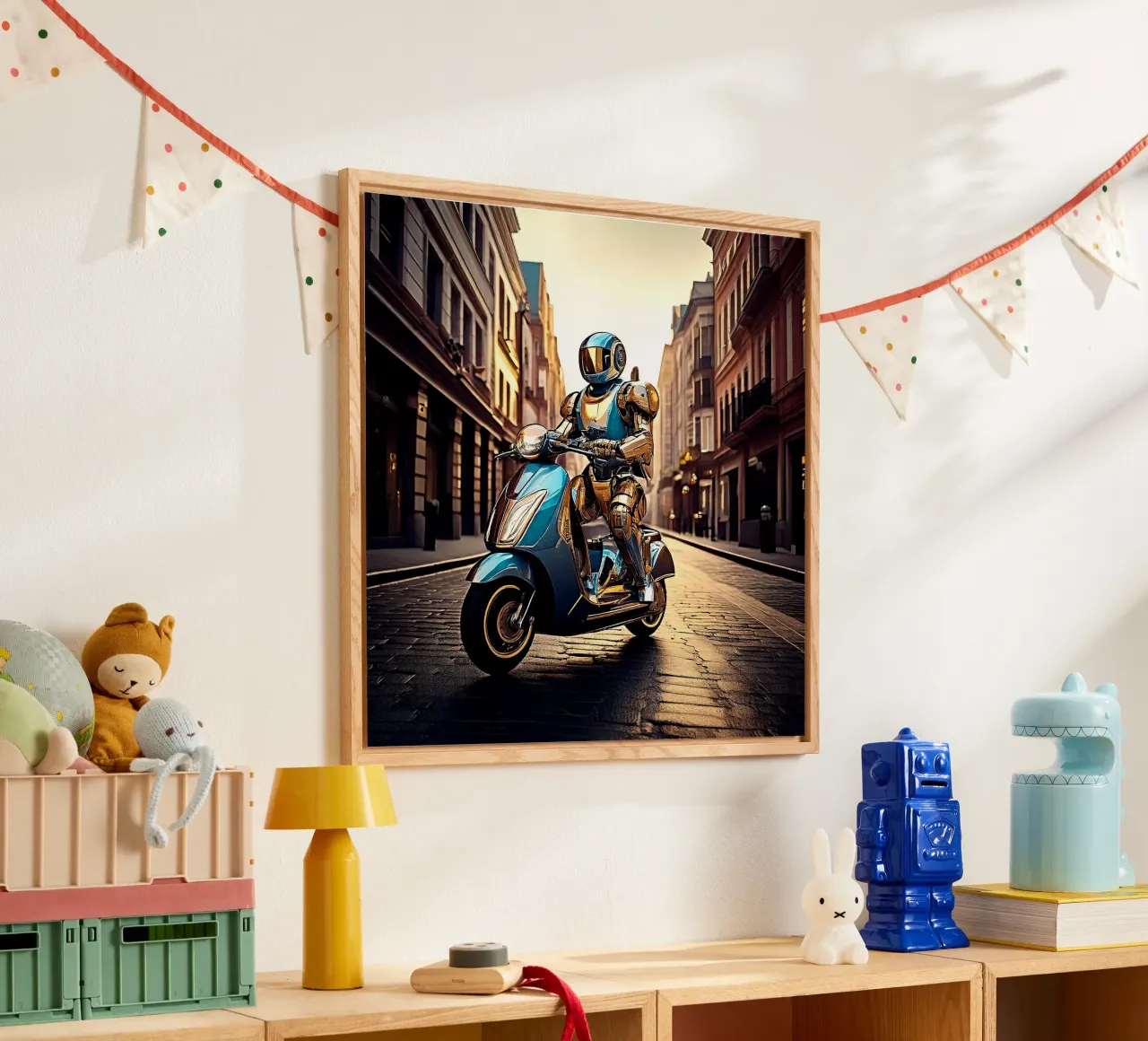 ROBOT EN SCOOTER BLEU. plexiglass da Thierry vobmann photography