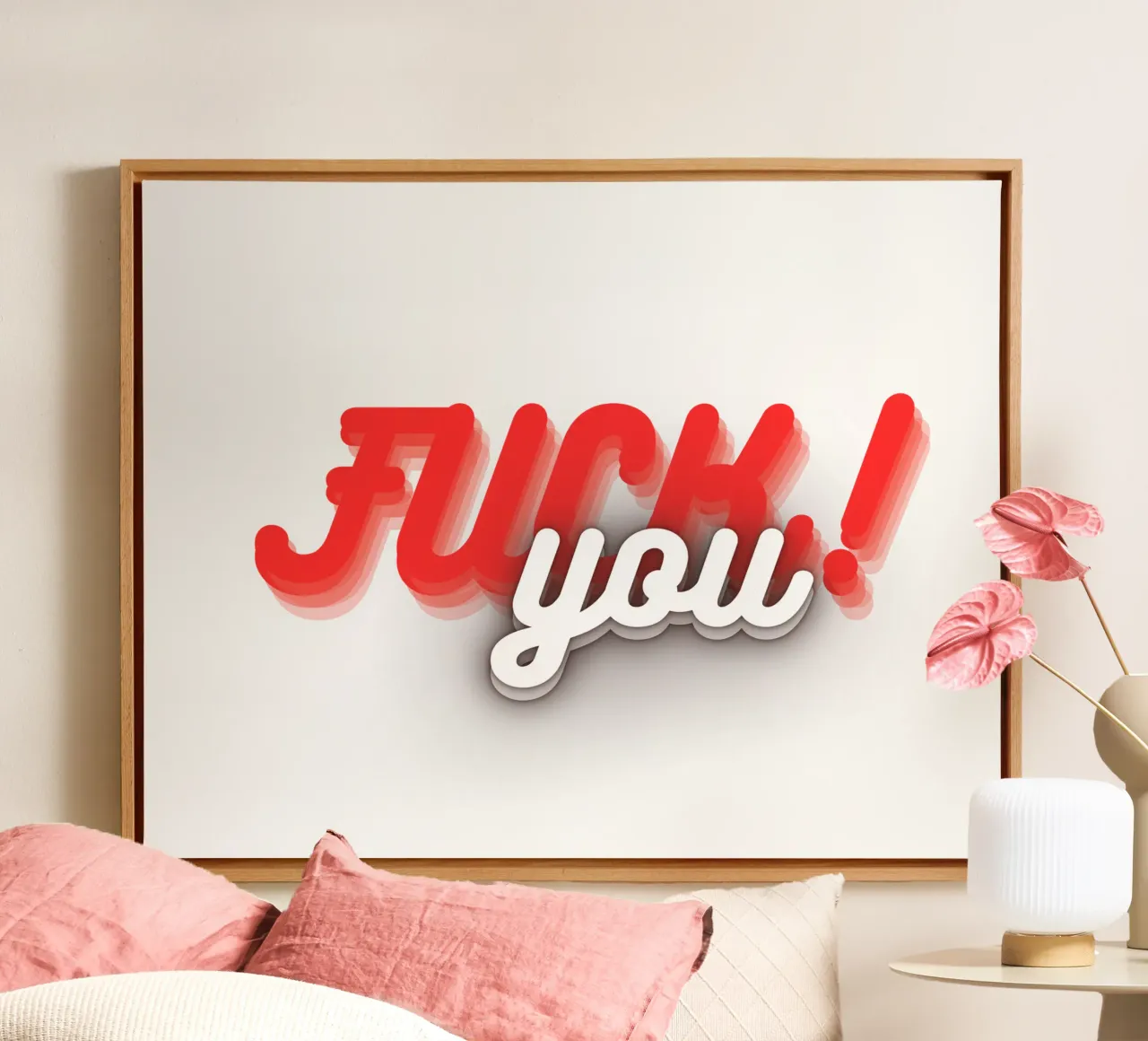 F* you! tela con Cornice a cassetta da Crypto_Jungle