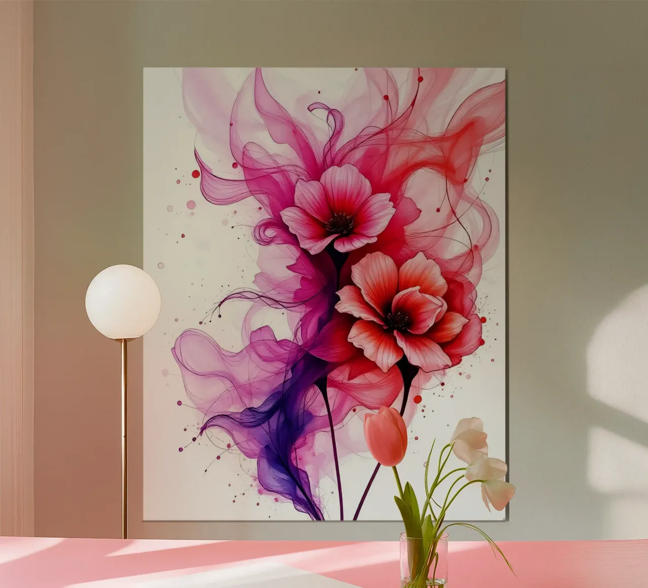 Fiori_Decor_4 poster con telaio in alluminio da Pink- und LoveArt by LK