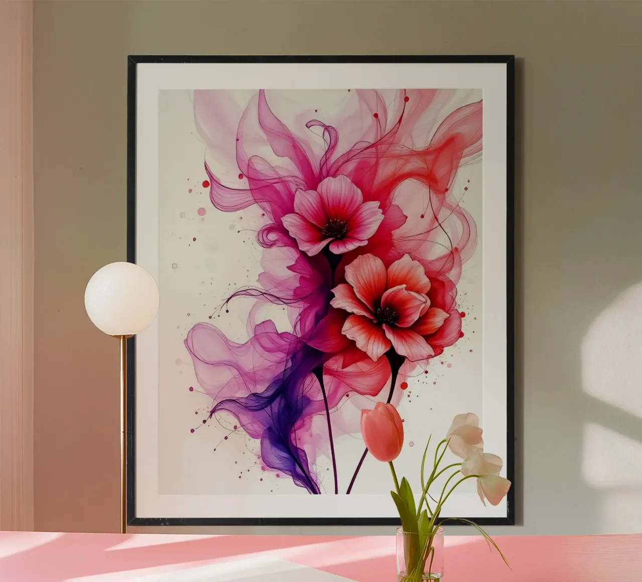 Fiori_Decor_4 poster con telaio in alluminio da Pink- und LoveArt by LK