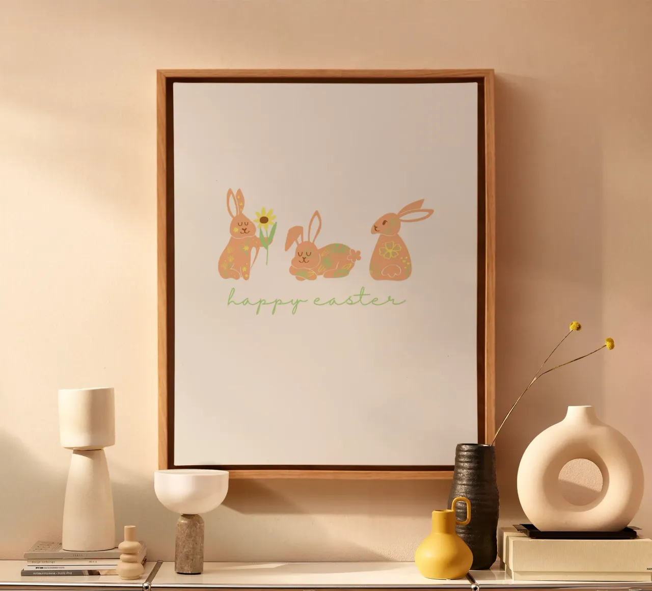 happy easter 3 Häschen tela con Cornice a cassetta da ArtDesign by KBK