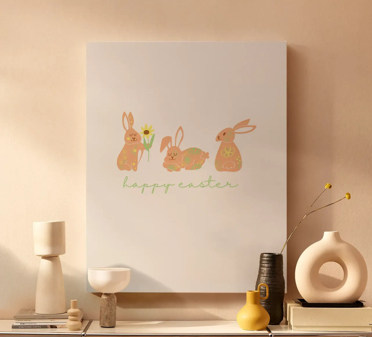 happy easter 3 Häschen tela con Cornice a cassetta da ArtDesign by KBK