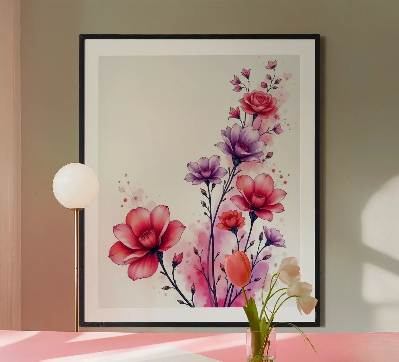 Fiori_Decor_5 poster con telaio in alluminio da Pink- und LoveArt by LK
