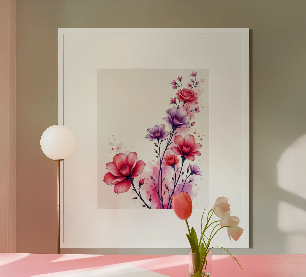 Fiori_Decor_5 poster con telaio in alluminio da Pink- und LoveArt by LK