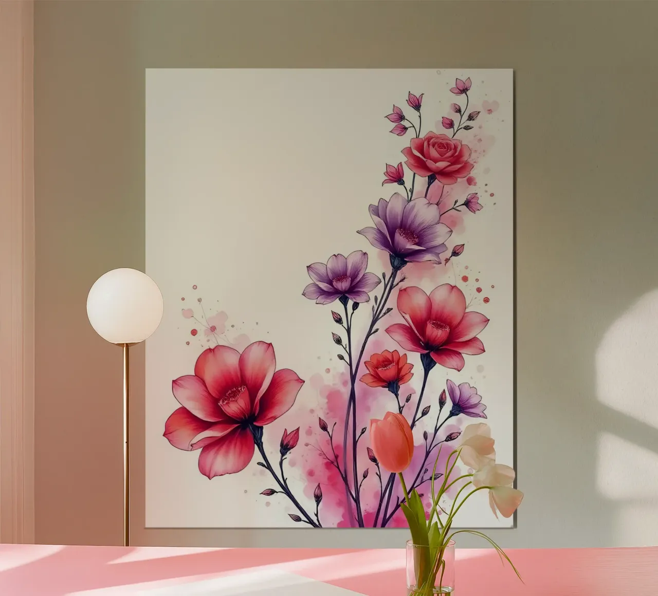 Fiori_Decor_5 poster con telaio in alluminio da Pink- und LoveArt by LK
