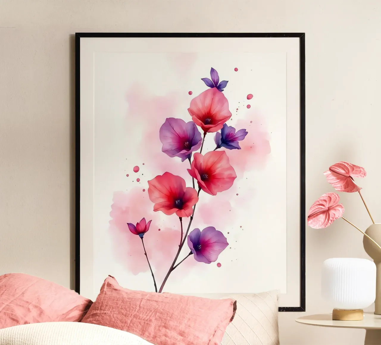 Fiori_Decor_6 poster con telaio in alluminio da Pink- und LoveArt by LK