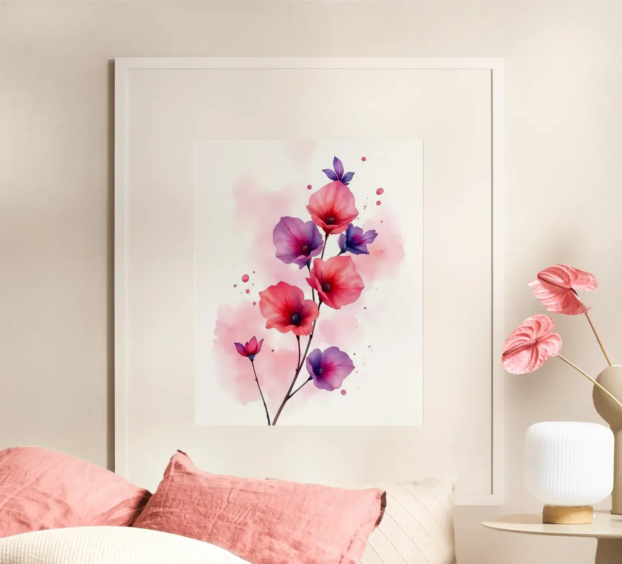 Fiori_Decor_6 poster con telaio in alluminio da Pink- und LoveArt by LK