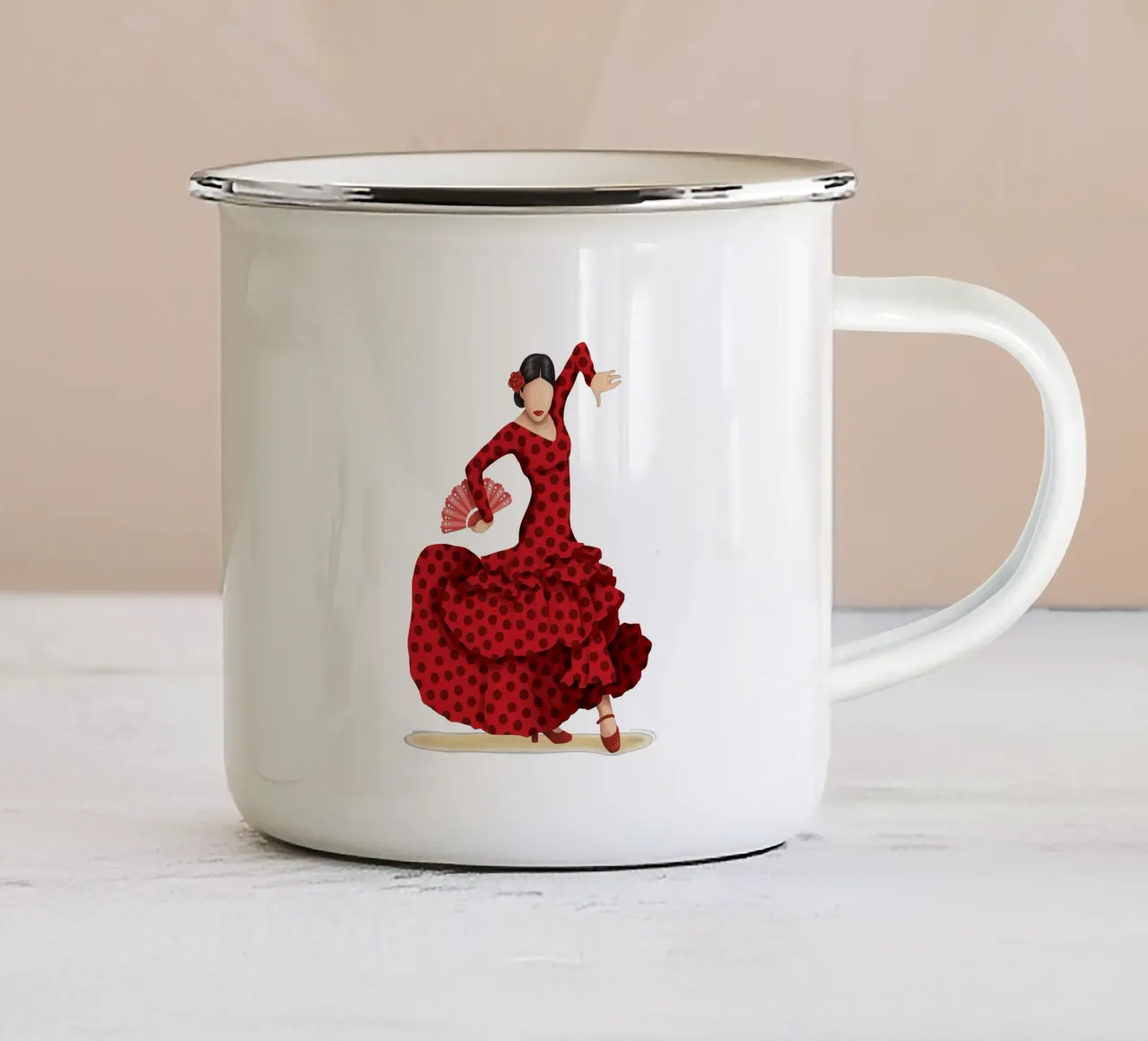 Flamenco tazza in smalto da Nour Tohme