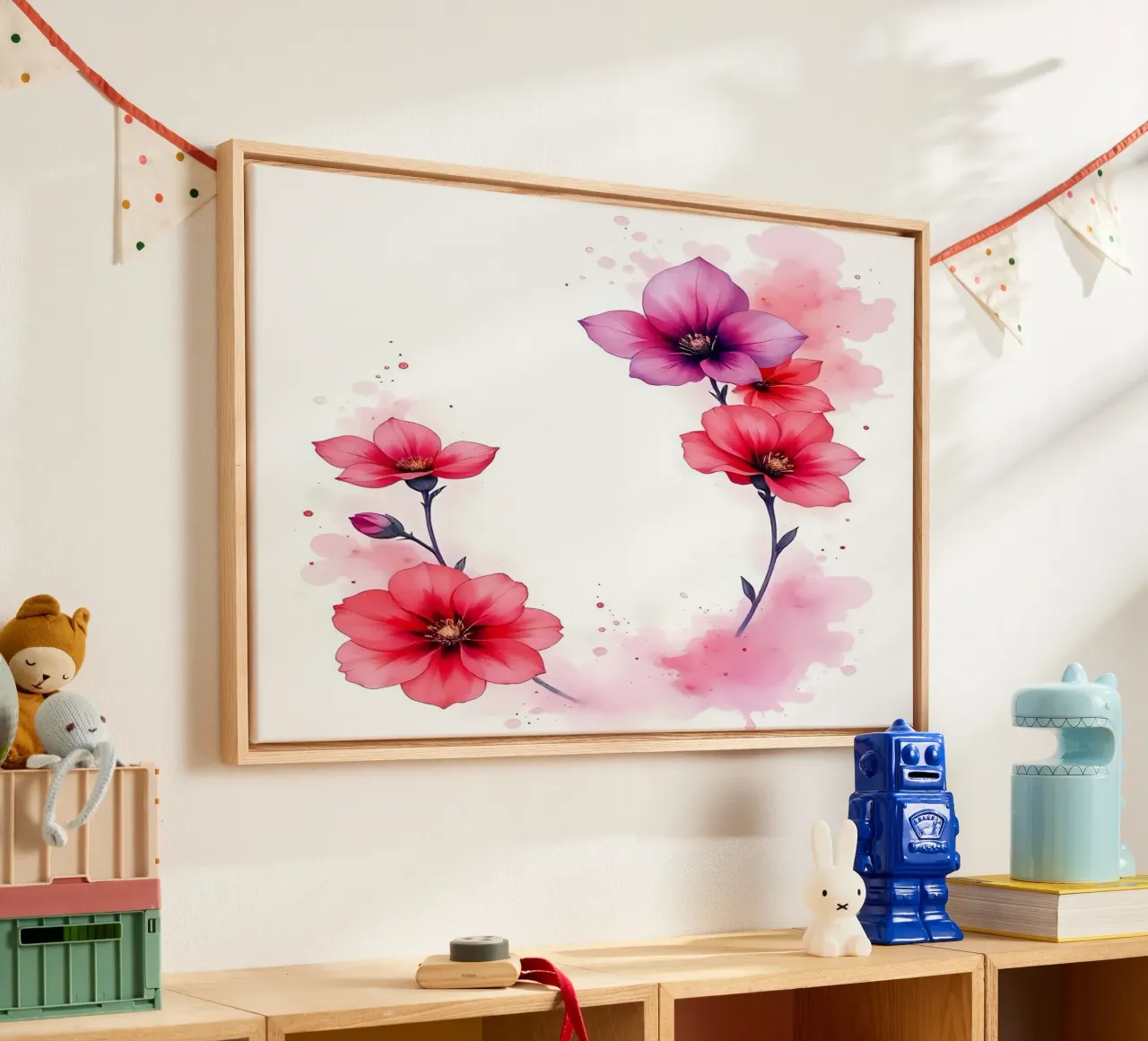 Blumen_Dekor_10 Leinwand mit Schattenfugenrahmen von Pink- und LoveArt by LK