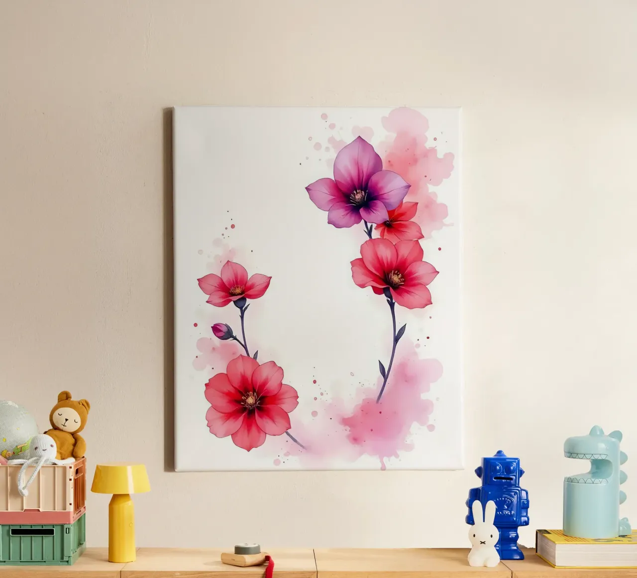 Blumen_Dekor_10 Leinwand mit Schattenfugenrahmen von Pink- und LoveArt by LK