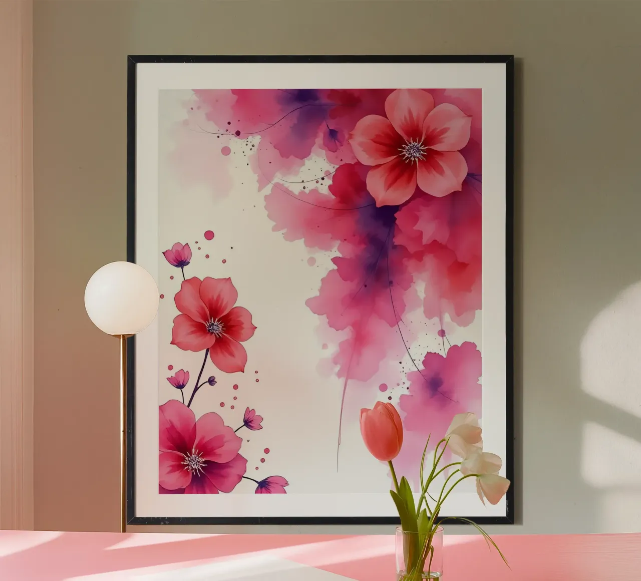 FioriDecor_11 poster con telaio in legno da Pink- und LoveArt by LK