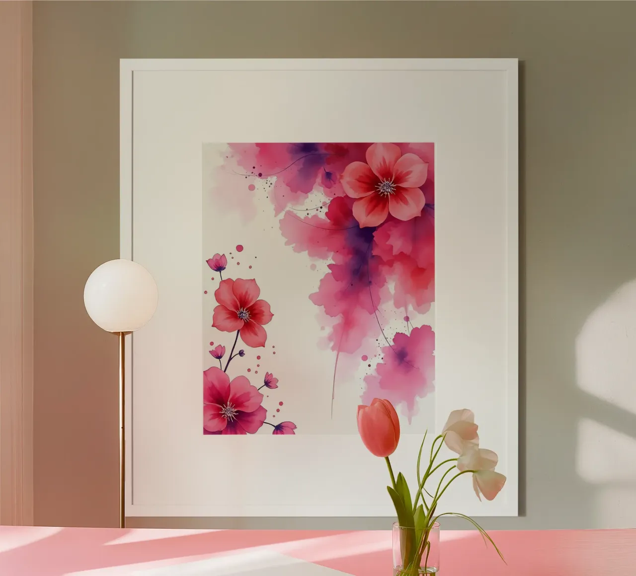 FioriDecor_11 poster con telaio in legno da Pink- und LoveArt by LK