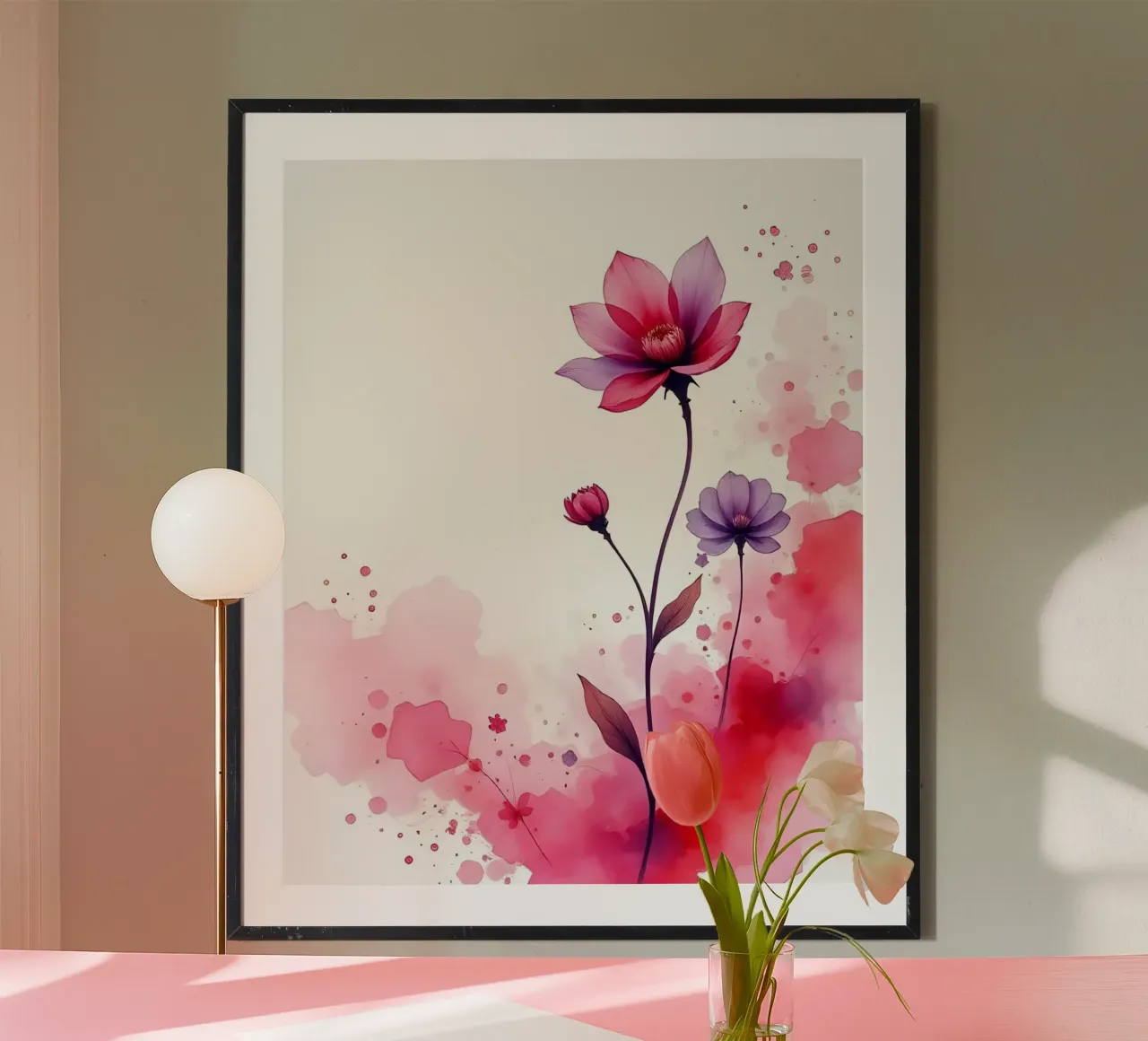 Fiori_Decor_12 poster con telaio in alluminio da Pink- und LoveArt by LK