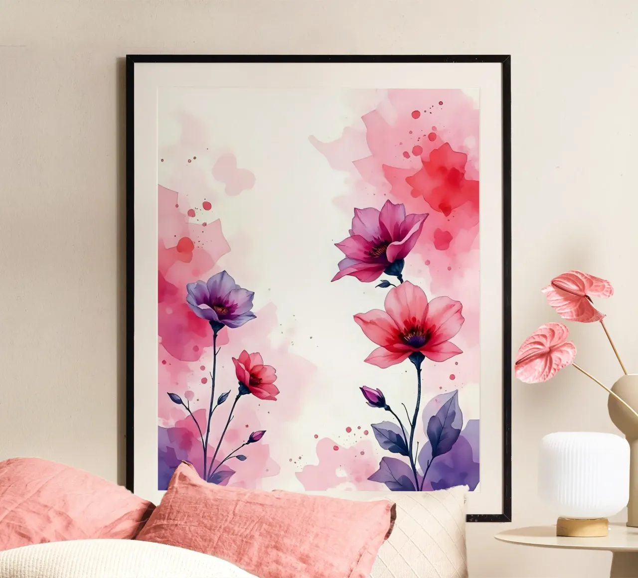 Fiori_Decor_15 poster con telaio in alluminio da Pink- und LoveArt by LK