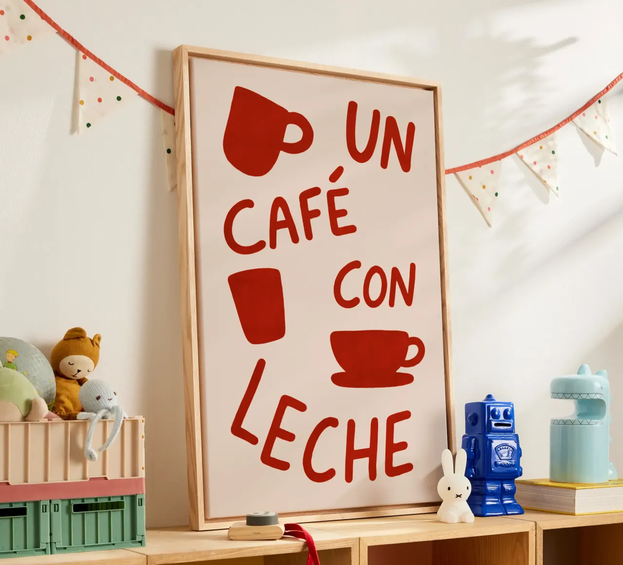 Un Café con Leche – Arte en Taza canvas met Baklijst van QuooodZ by MooodzArt