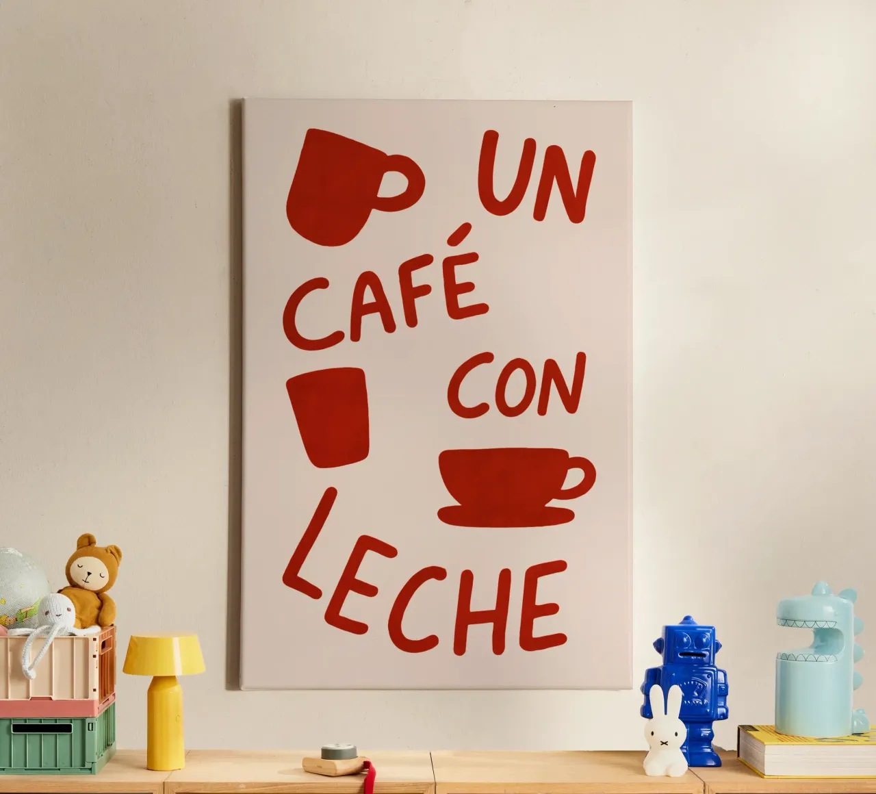 Un Café con Leche – Arte en Taza canvas met Baklijst van QuooodZ by MooodzArt