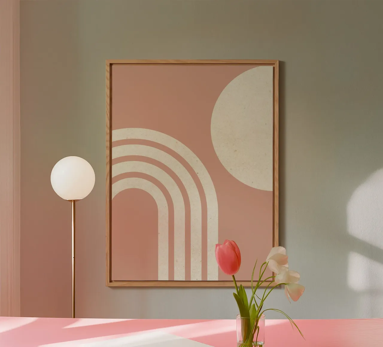 Polvere di sole e arcobaleno rosa, metà secolo, moderna alluminio dibond da MoonlightPrint