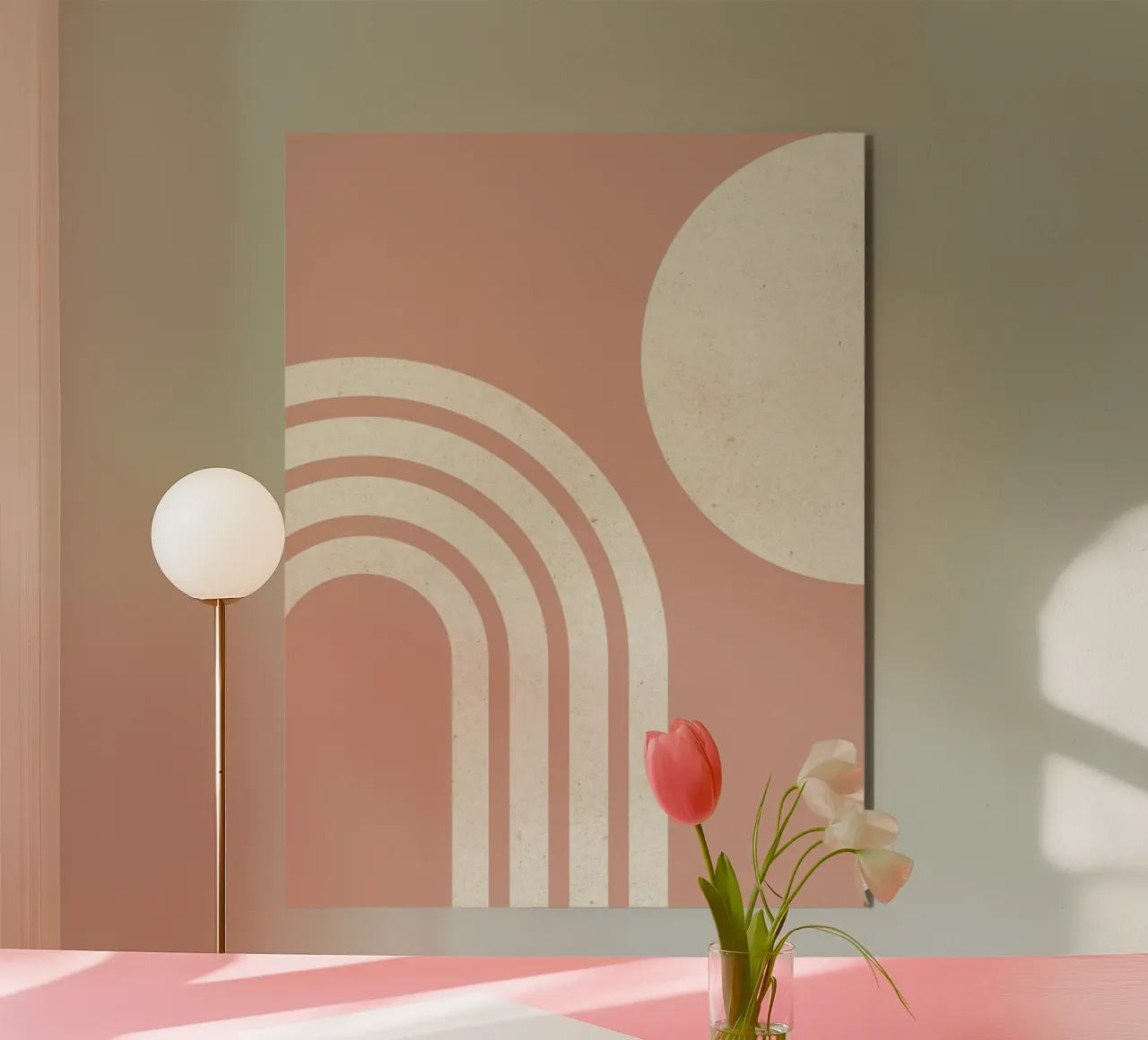 Polvere di sole e arcobaleno rosa, metà secolo, moderna alluminio dibond da MoonlightPrint