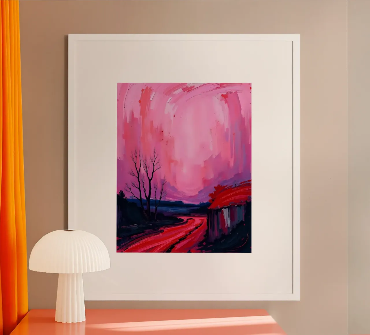 Paesaggio_2 poster con telaio in legno da Pink- und LoveArt by LK