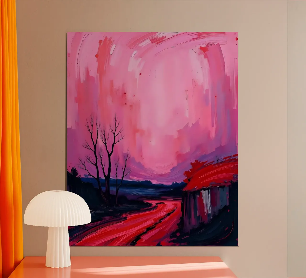Paesaggio_2 poster con telaio in legno da Pink- und LoveArt by LK