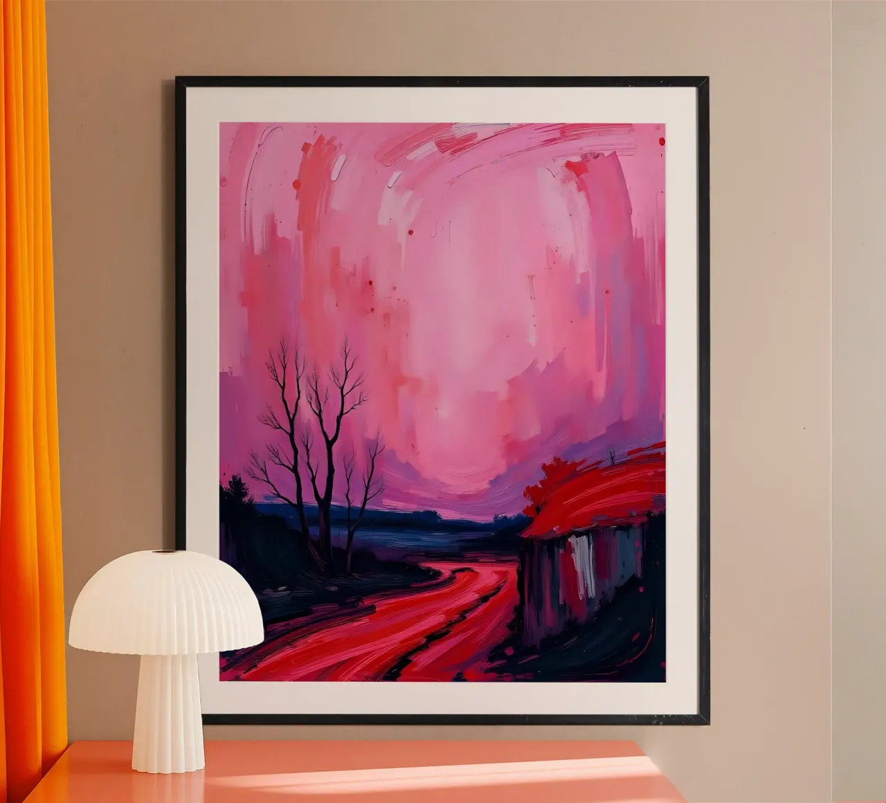 Paesaggio_2 poster con telaio in legno da Pink- und LoveArt by LK