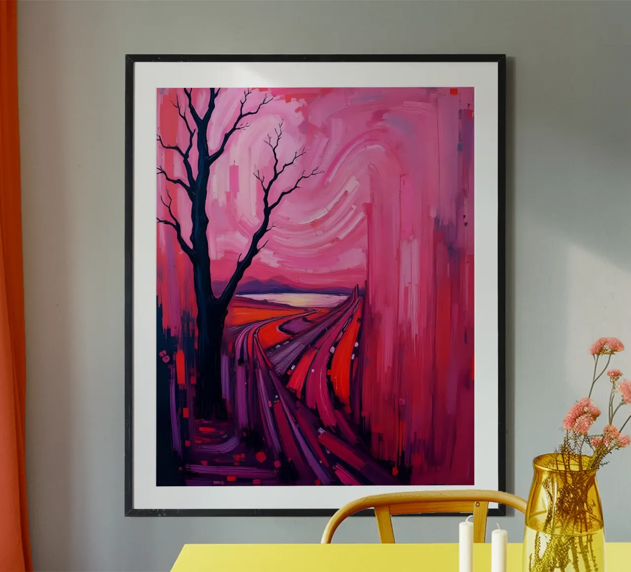 Paesaggio_3 poster con telaio in legno da Pink- und LoveArt by LK