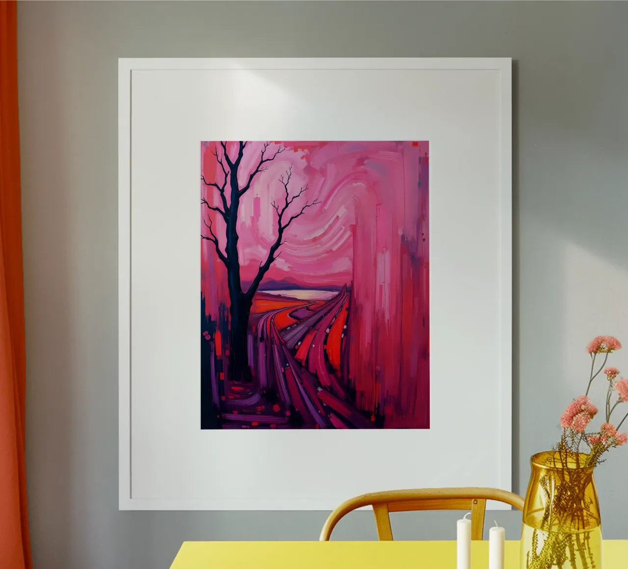 Paesaggio_3 poster con telaio in legno da Pink- und LoveArt by LK