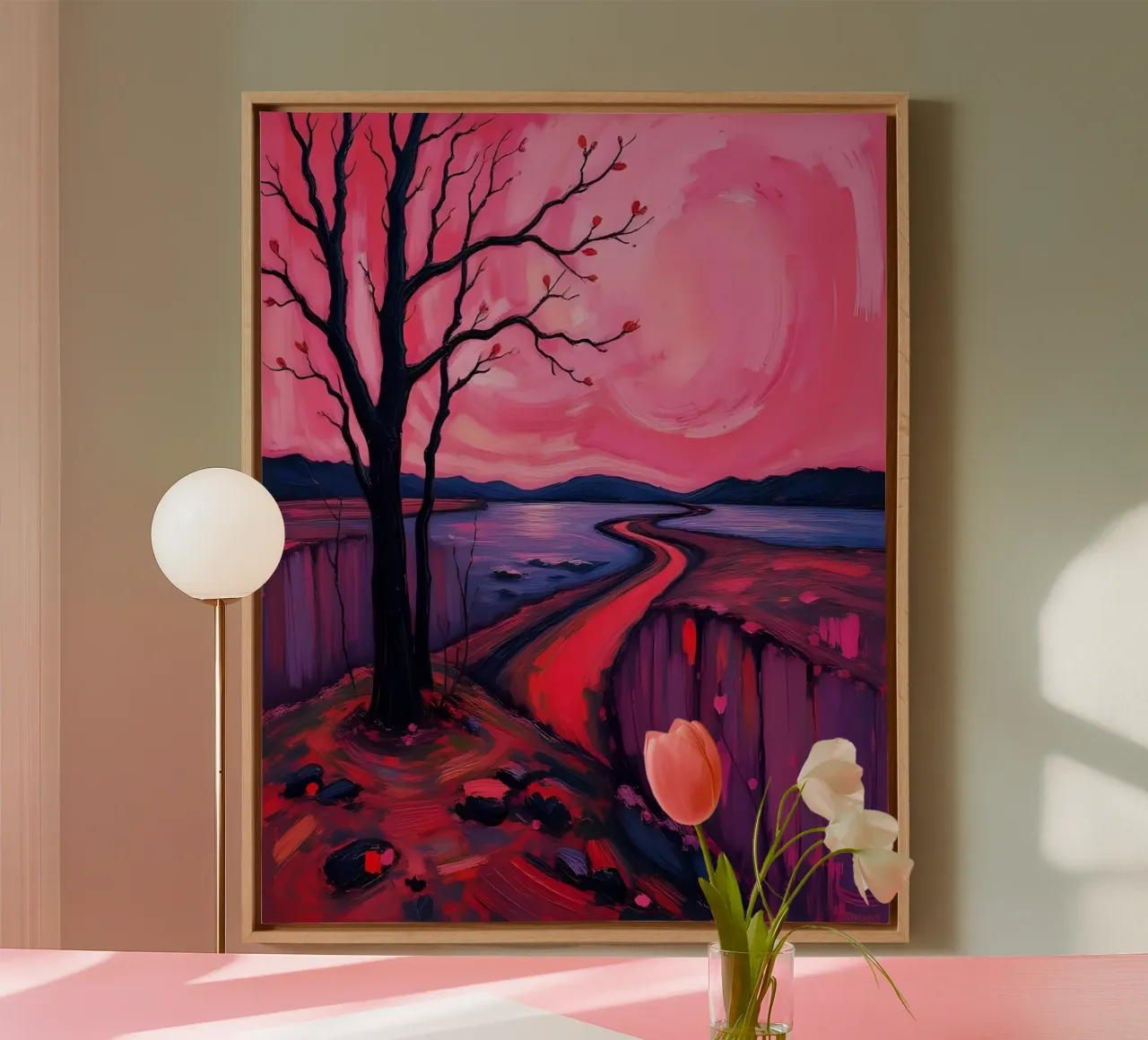 Landschap_4 canvas met Baklijst van Pink- und LoveArt by LK