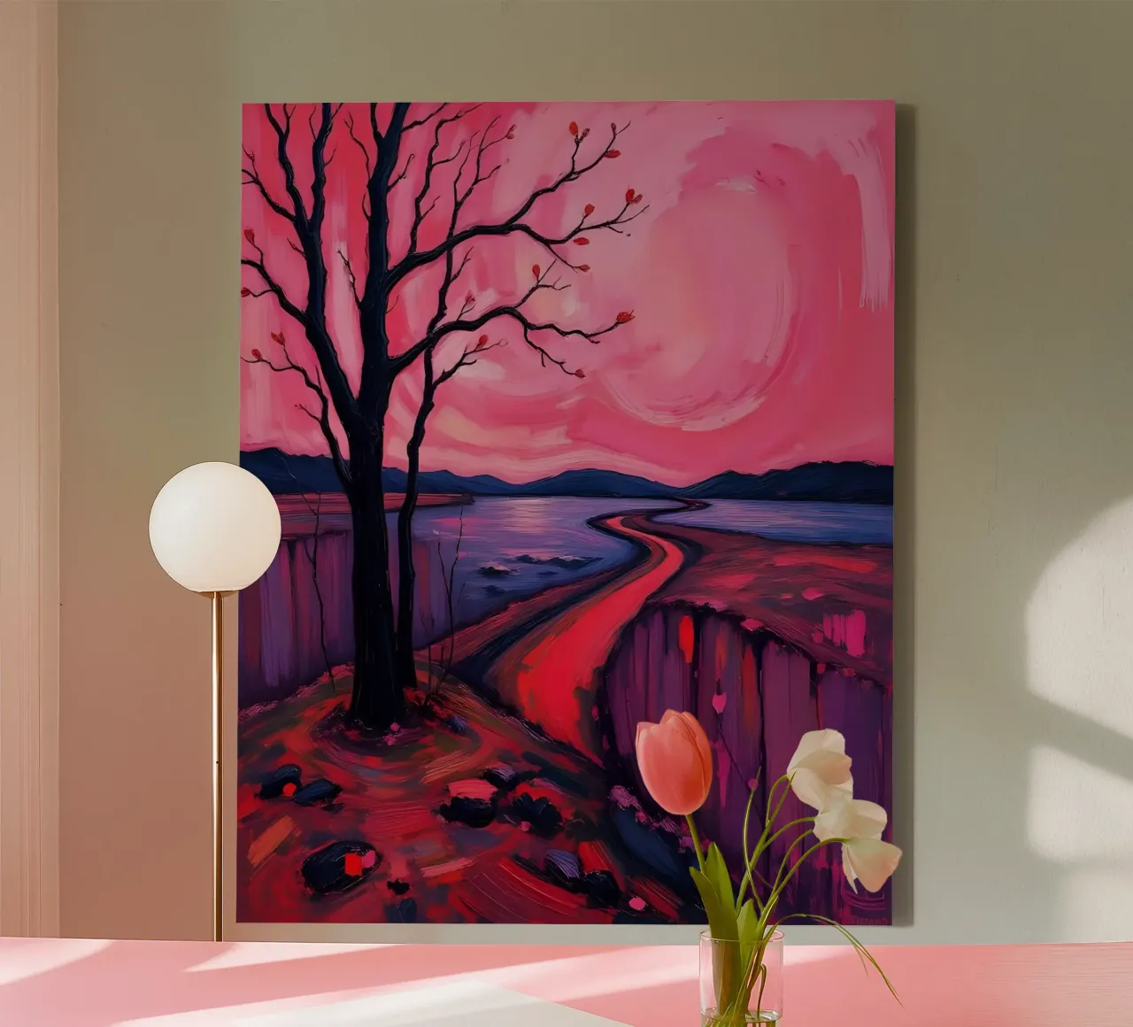 Landschap_4 canvas met Baklijst van Pink- und LoveArt by LK