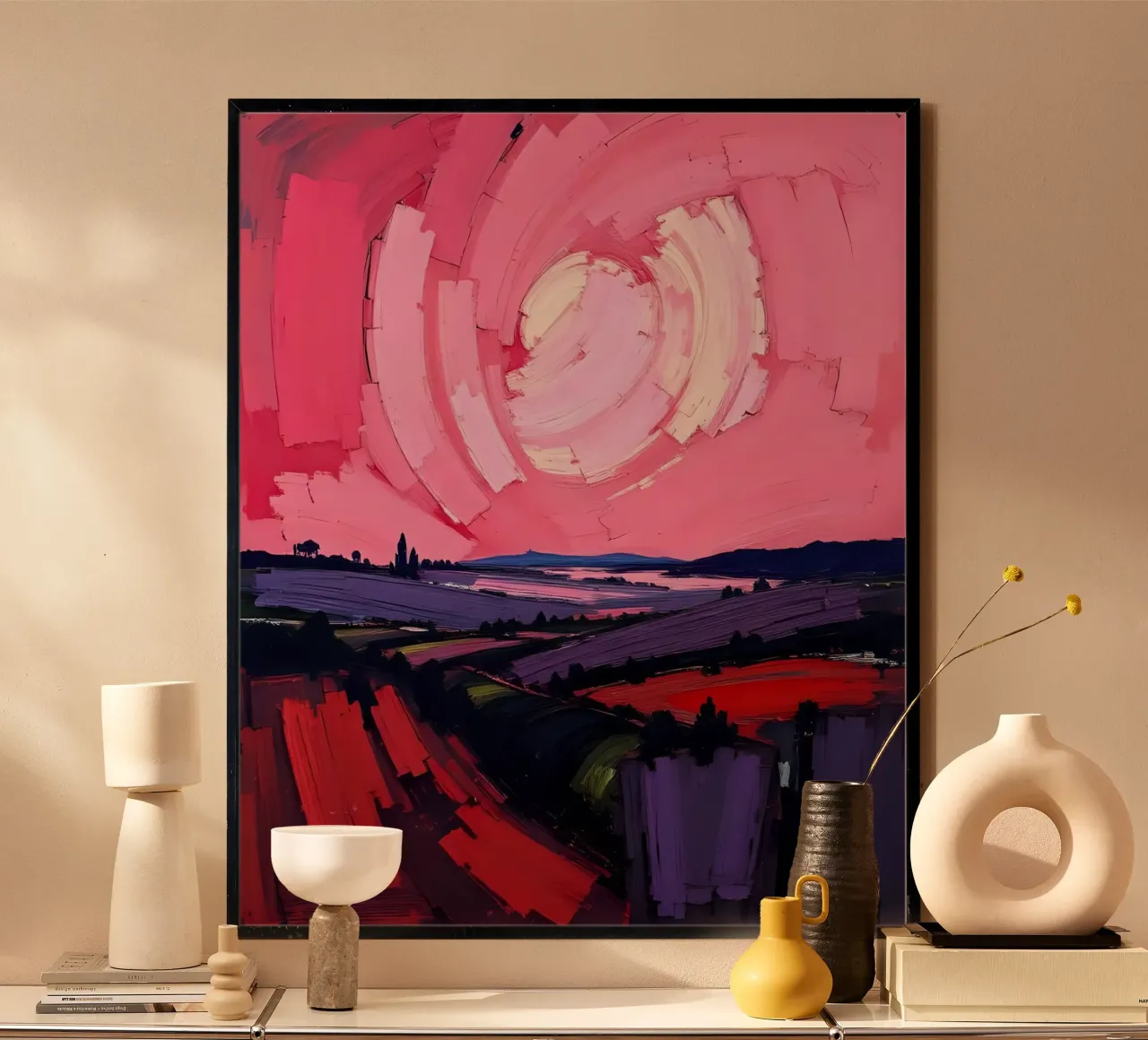 Paesaggio_5 poster con telaio in legno da Pink- und LoveArt by LK