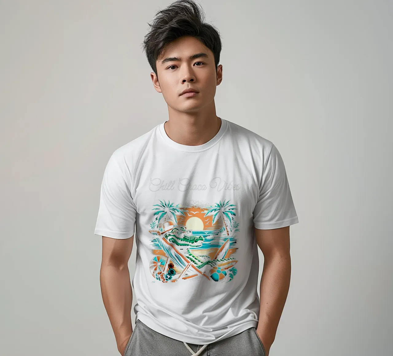 Vibrazioni casual da spiaggia in coccodrillo t-shirt da Mohs