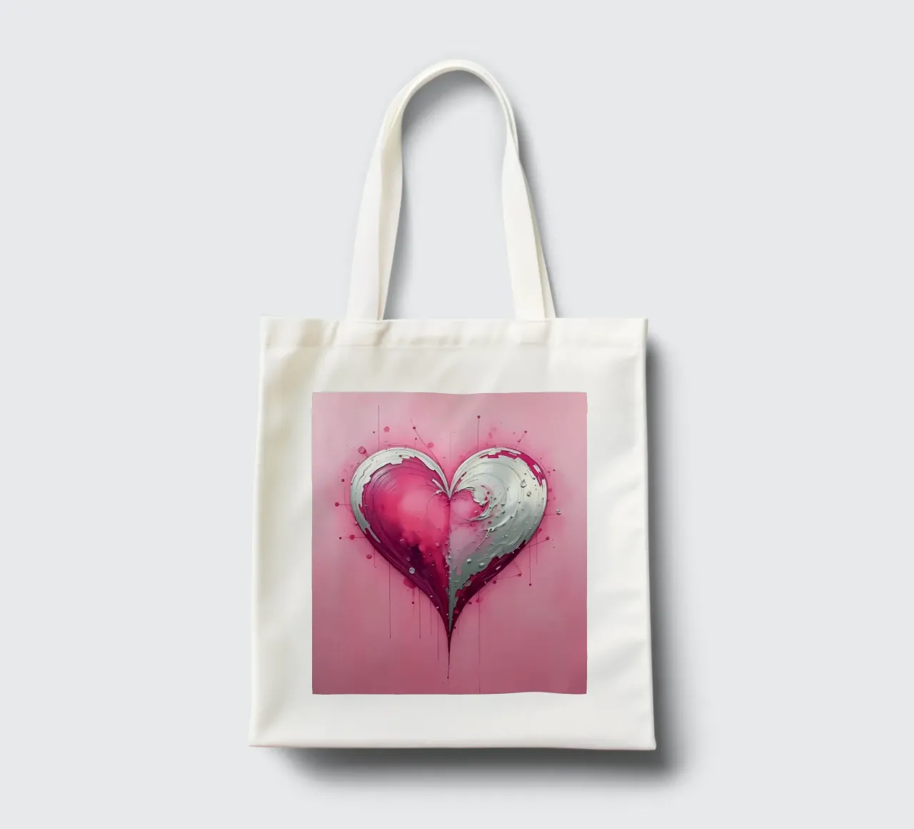cuore_rosa_argento_1 borsa in juta da Pink- und LoveArt by LK