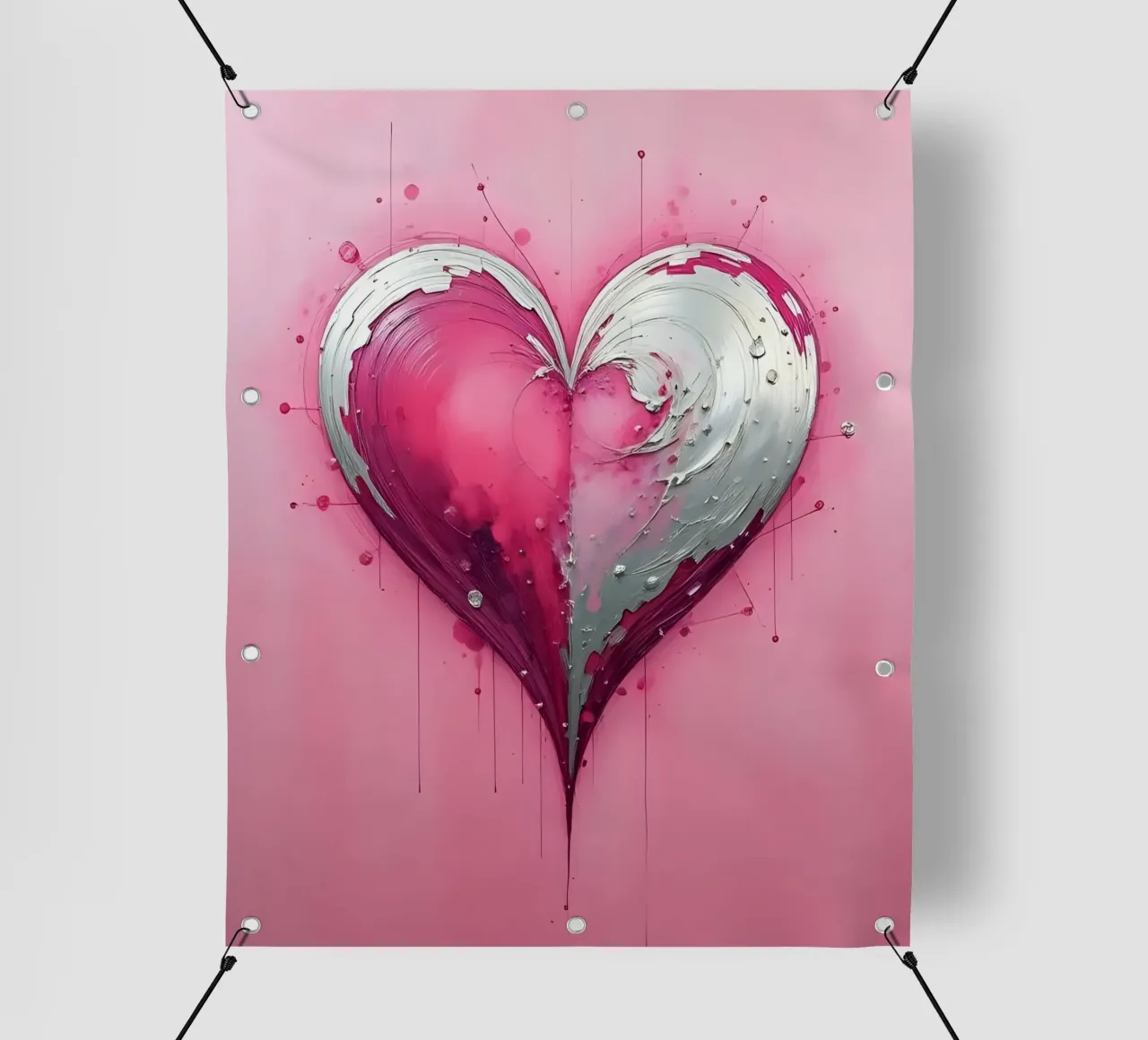 cuore_rosa_argento_1 telo in pvc da Pink- und LoveArt by LK
