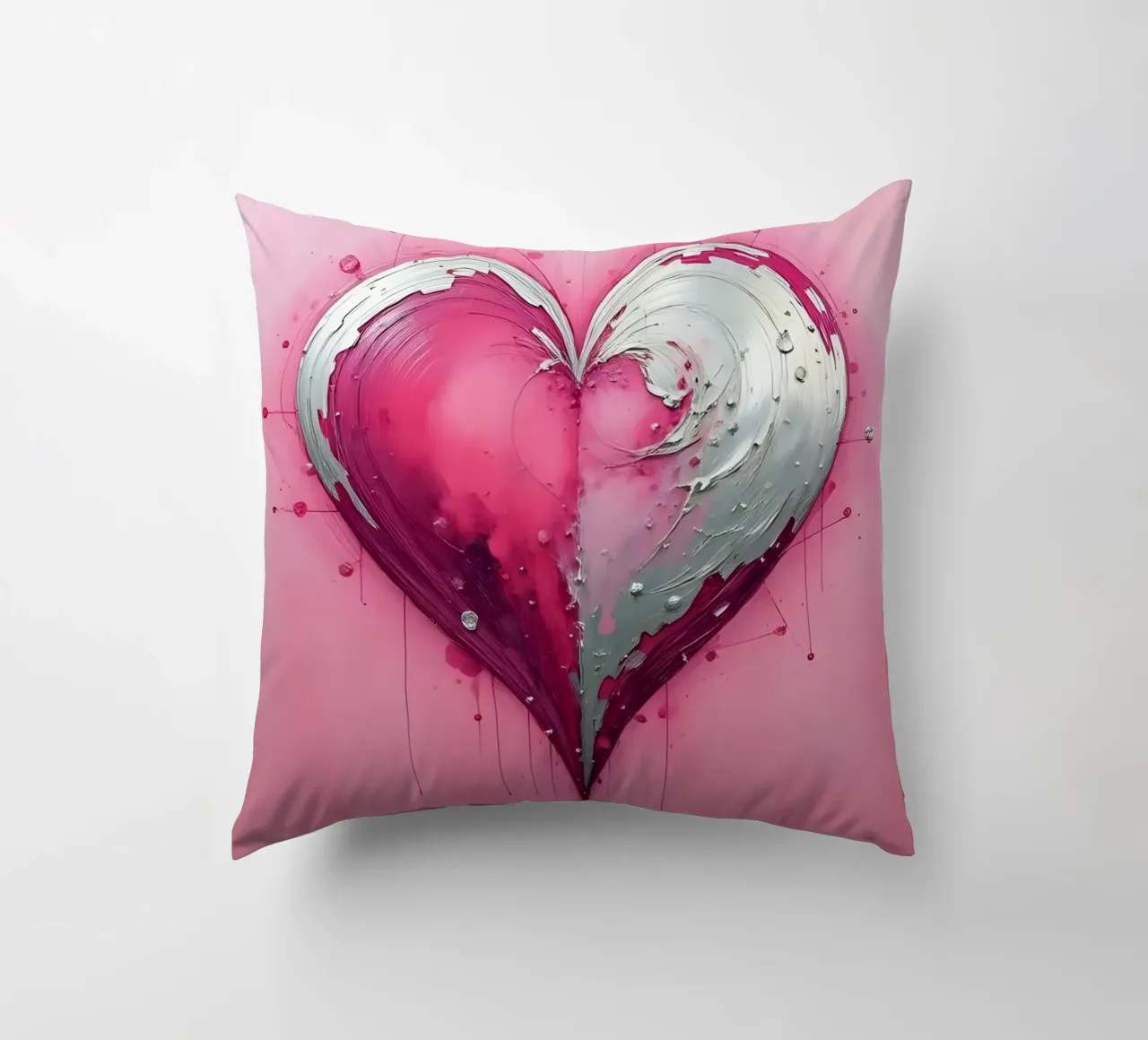 cuore_rosa_argento_1 cuscino da Pink- und LoveArt by LK