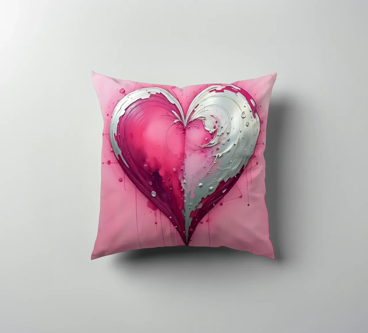 cuore_rosa_argento_1 cuscino da Pink- und LoveArt by LK
