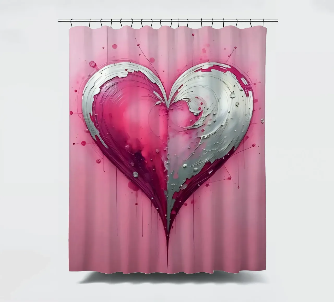 cuore_rosa_argento_1 tenda da doccia da Pink- und LoveArt by LK