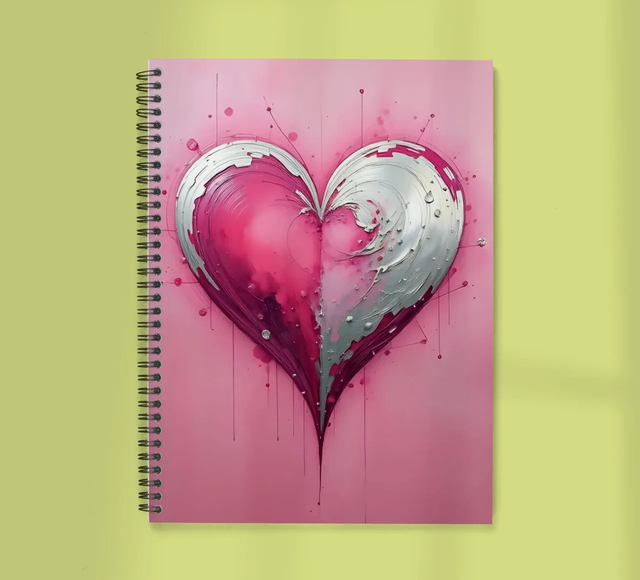 cuore_rosa_argento_1 diario ad anelli da Pink- und LoveArt by LK