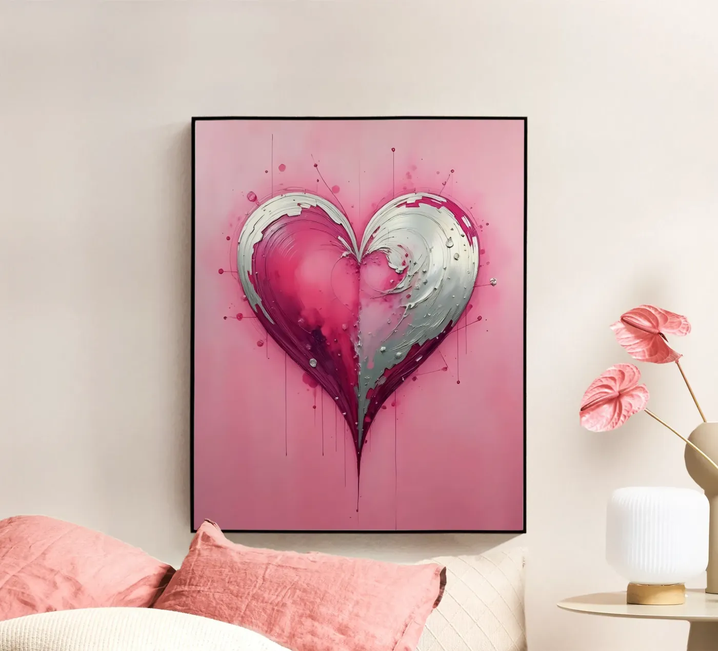 cuore_rosa_argento_1 plexiglass da Pink- und LoveArt by LK