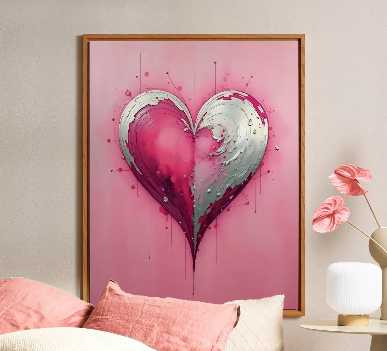 cuore_rosa_argento_1 alluminio dibond da Pink- und LoveArt by LK