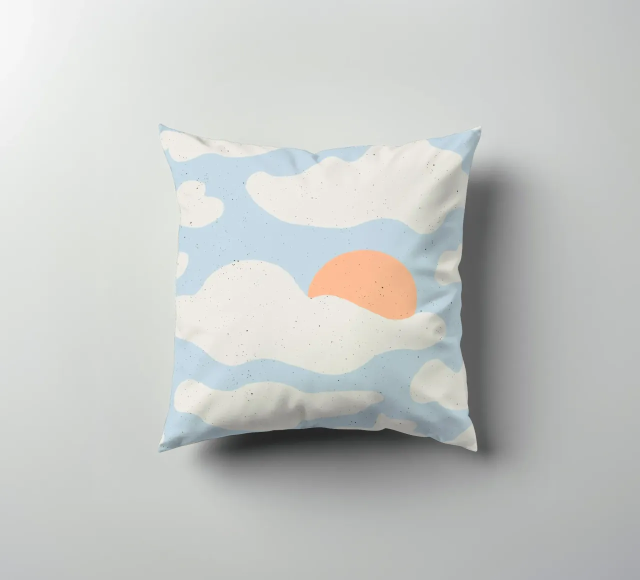 Sonnenmuster | Wolken-Design auf Hellblau für moderne Prints decorative cushion by DrawAndWander