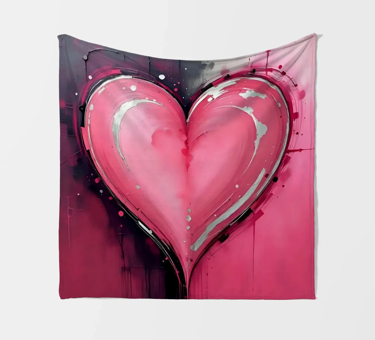 cuore_rosa_argento_2 coperta in pile da Pink- und LoveArt by LK