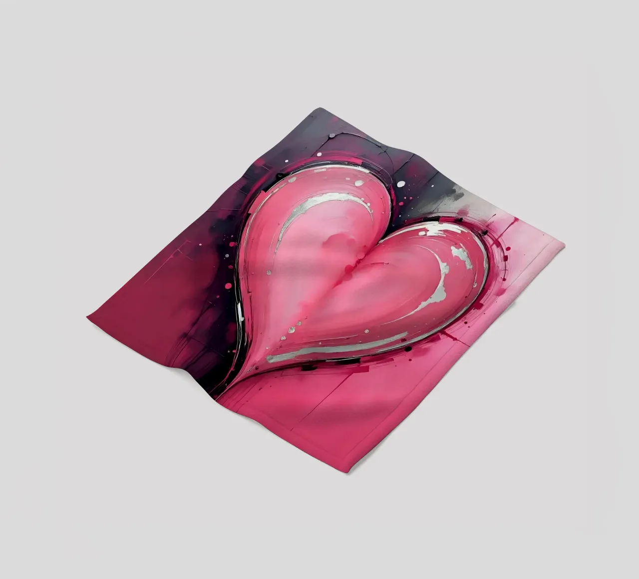 cuore_rosa_argento_2 coperta in pile da Pink- und LoveArt by LK