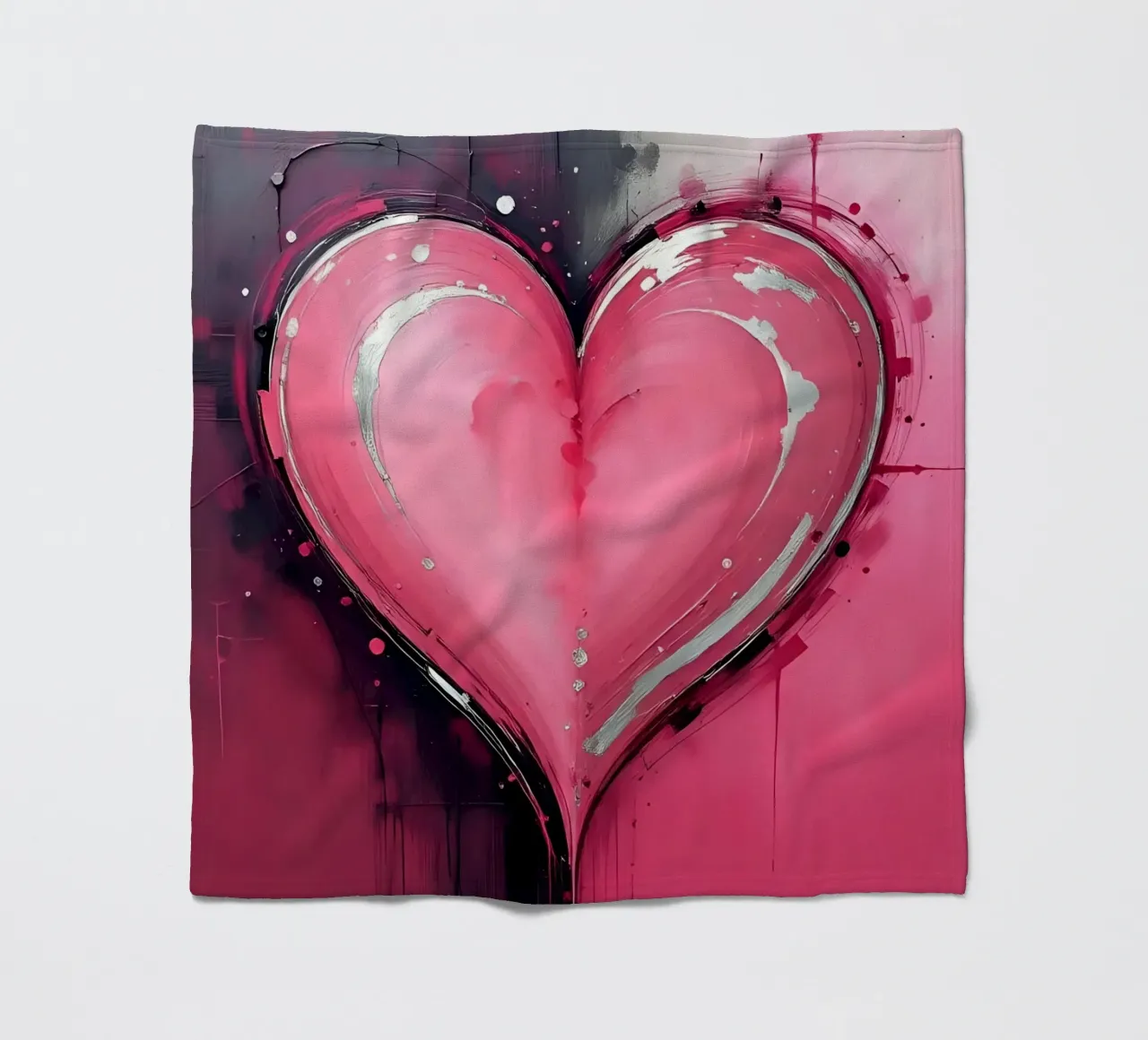 cuore_rosa_argento_2 coperta in pile da Pink- und LoveArt by LK