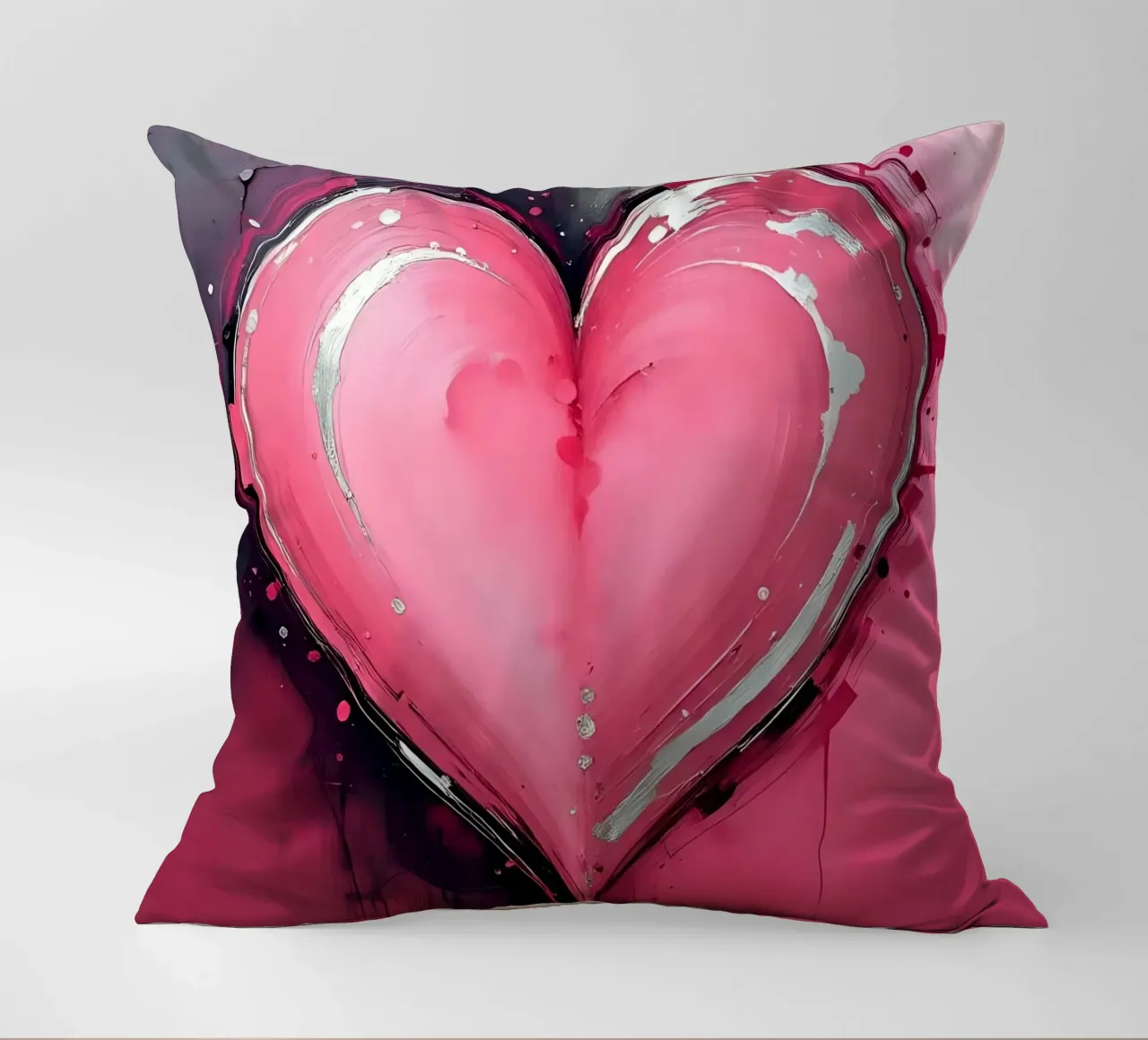 cuore_rosa_argento_2 cuscino da Pink- und LoveArt by LK