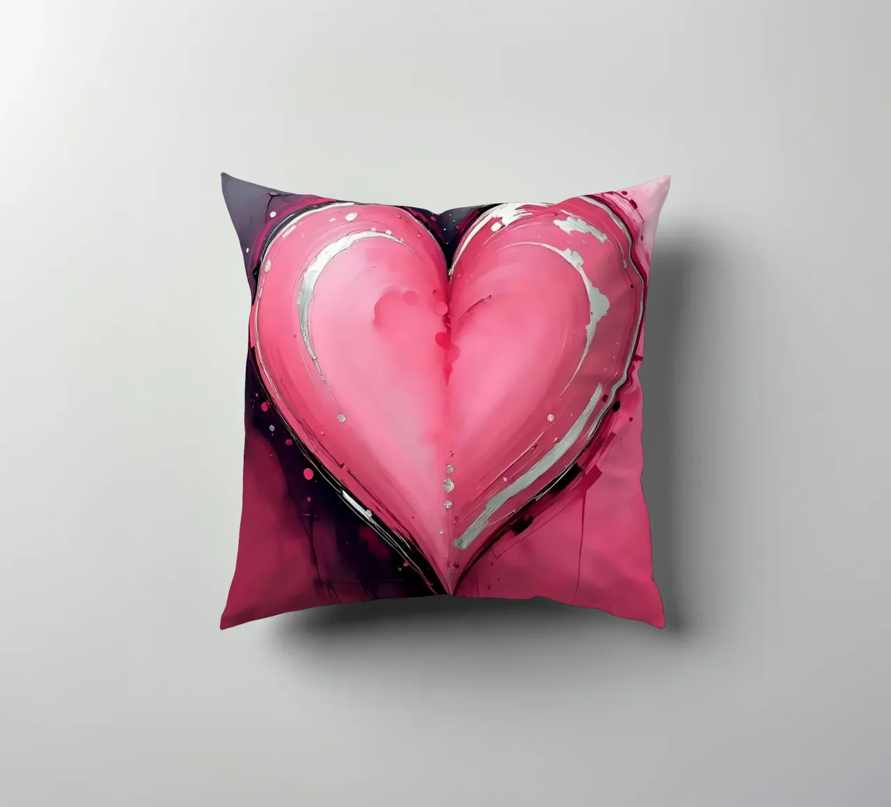 cuore_rosa_argento_2 cuscino da Pink- und LoveArt by LK