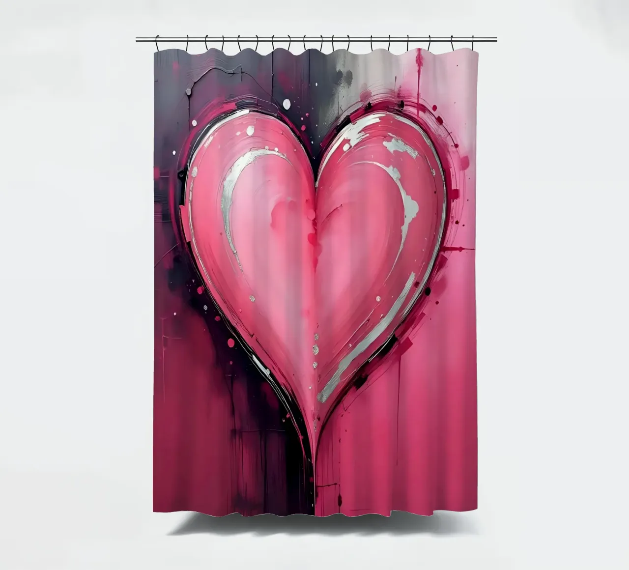 cuore_rosa_argento_2 tenda da doccia da Pink- und LoveArt by LK