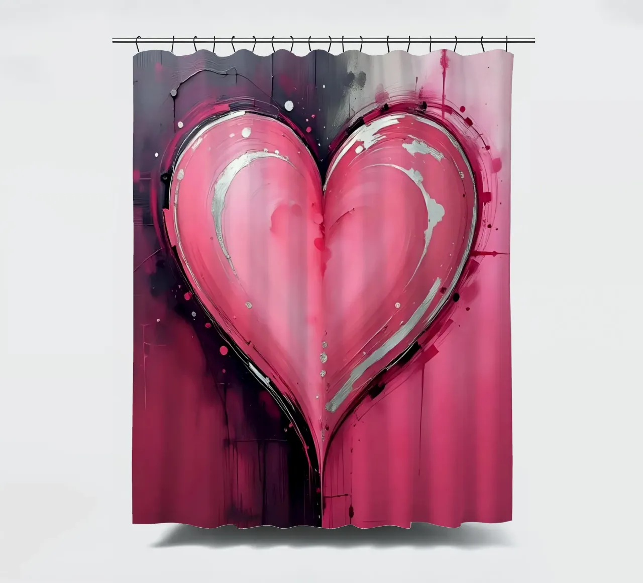 cuore_rosa_argento_2 tenda da doccia da Pink- und LoveArt by LK