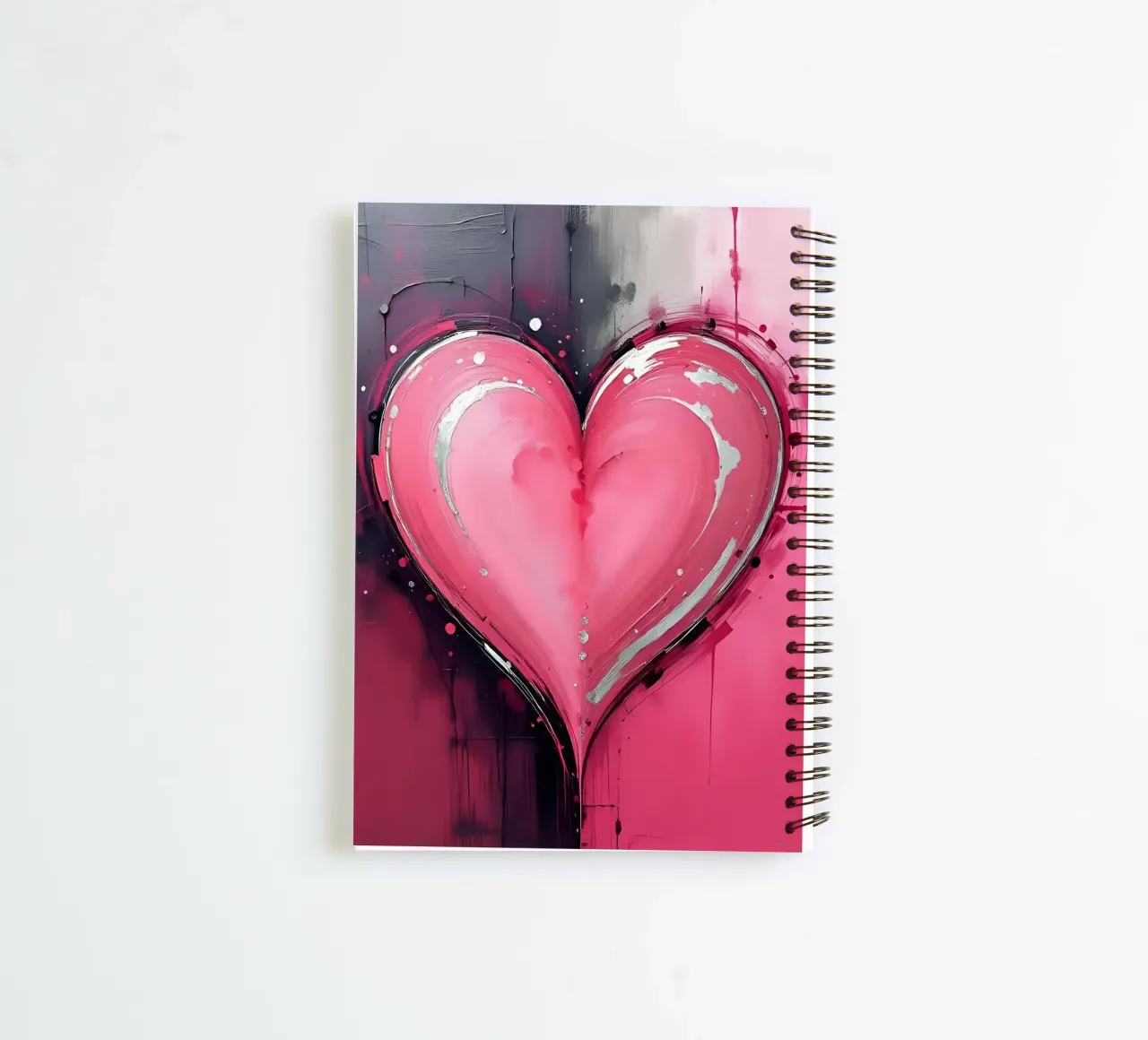 cuore_rosa_argento_2 diario ad anelli da Pink- und LoveArt by LK