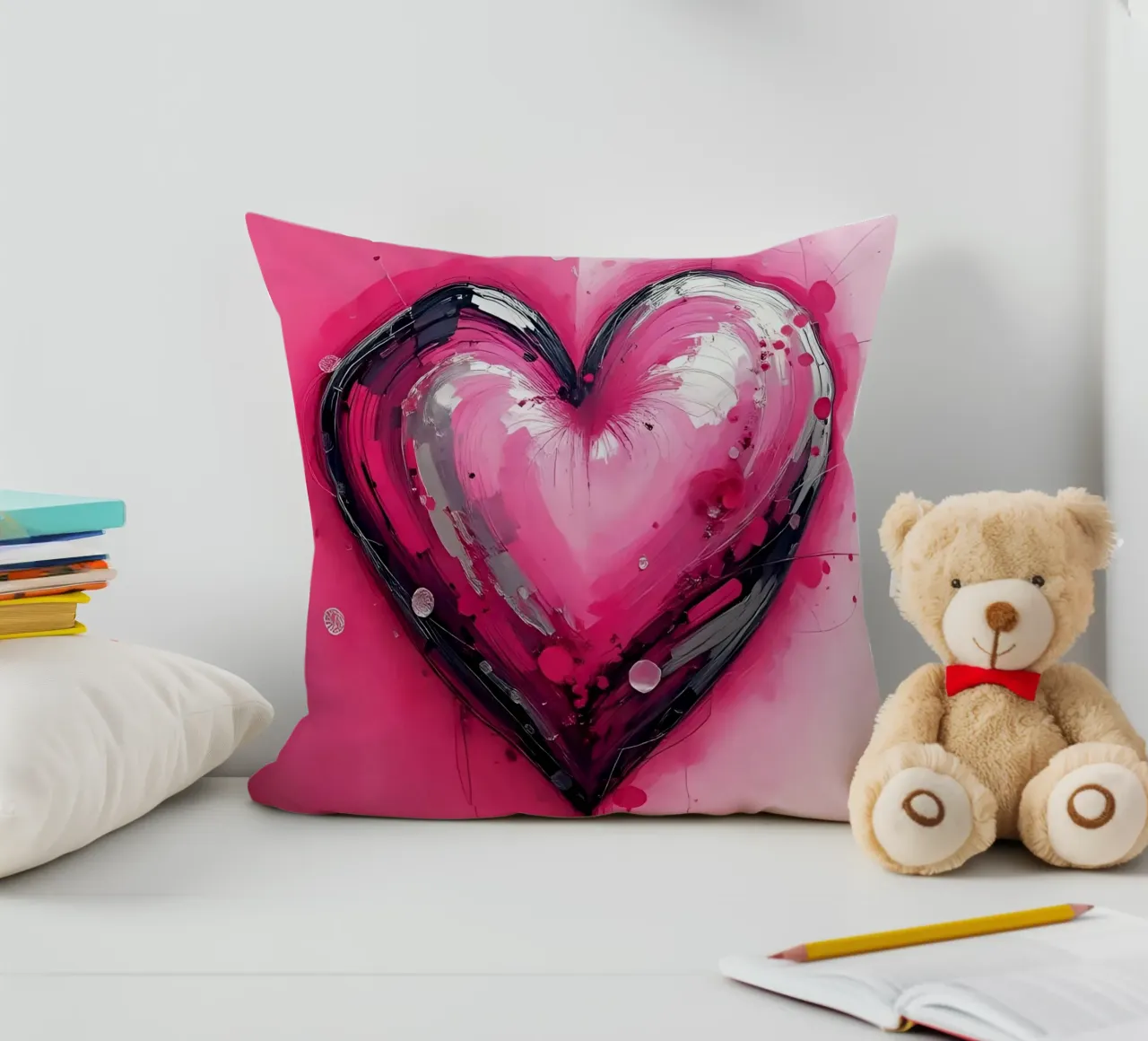 cuore_rosa_argento_3 cuscino da Pink- und LoveArt by LK