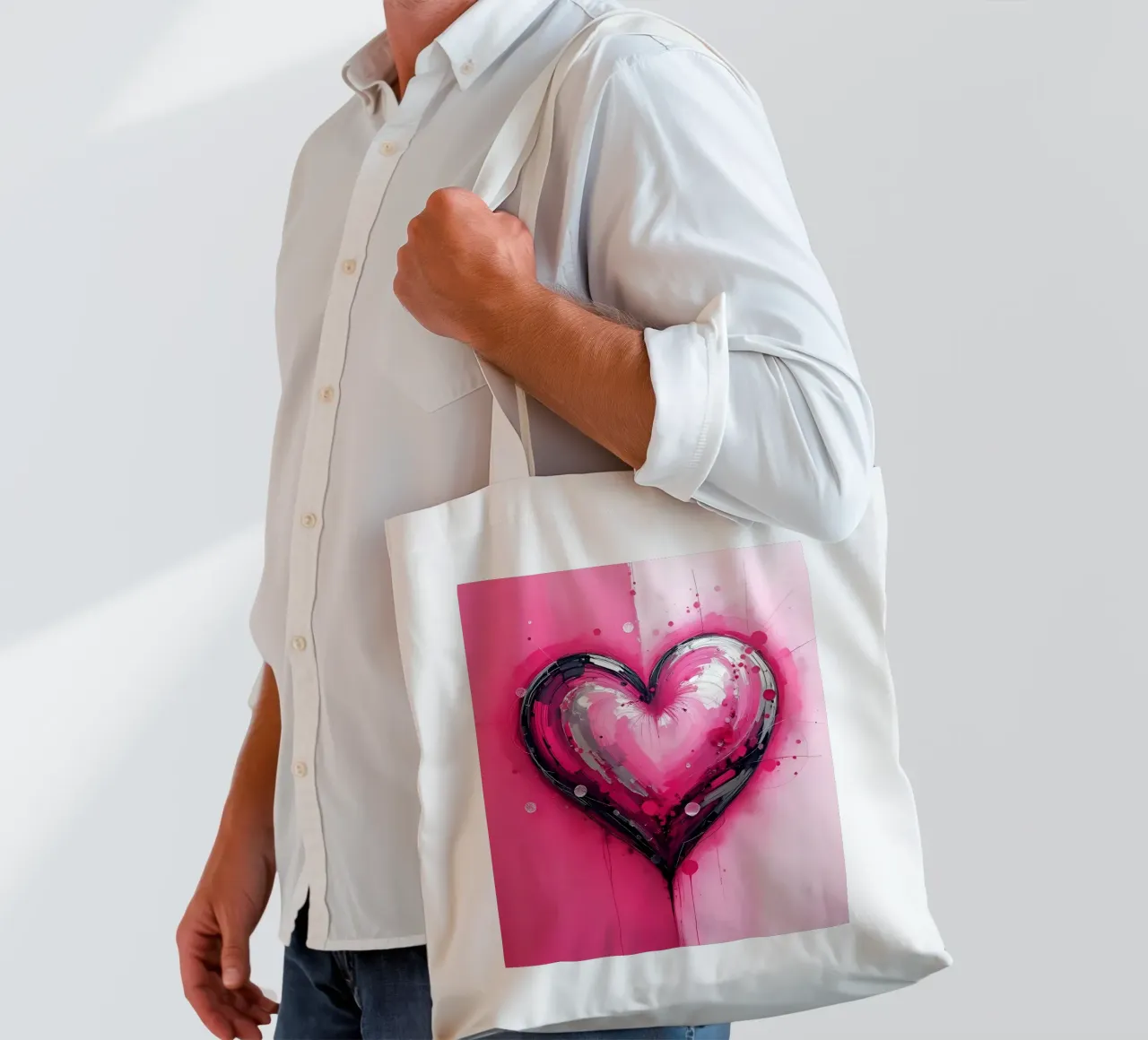 cuore_rosa_argento_3 borsa in juta da Pink- und LoveArt by LK